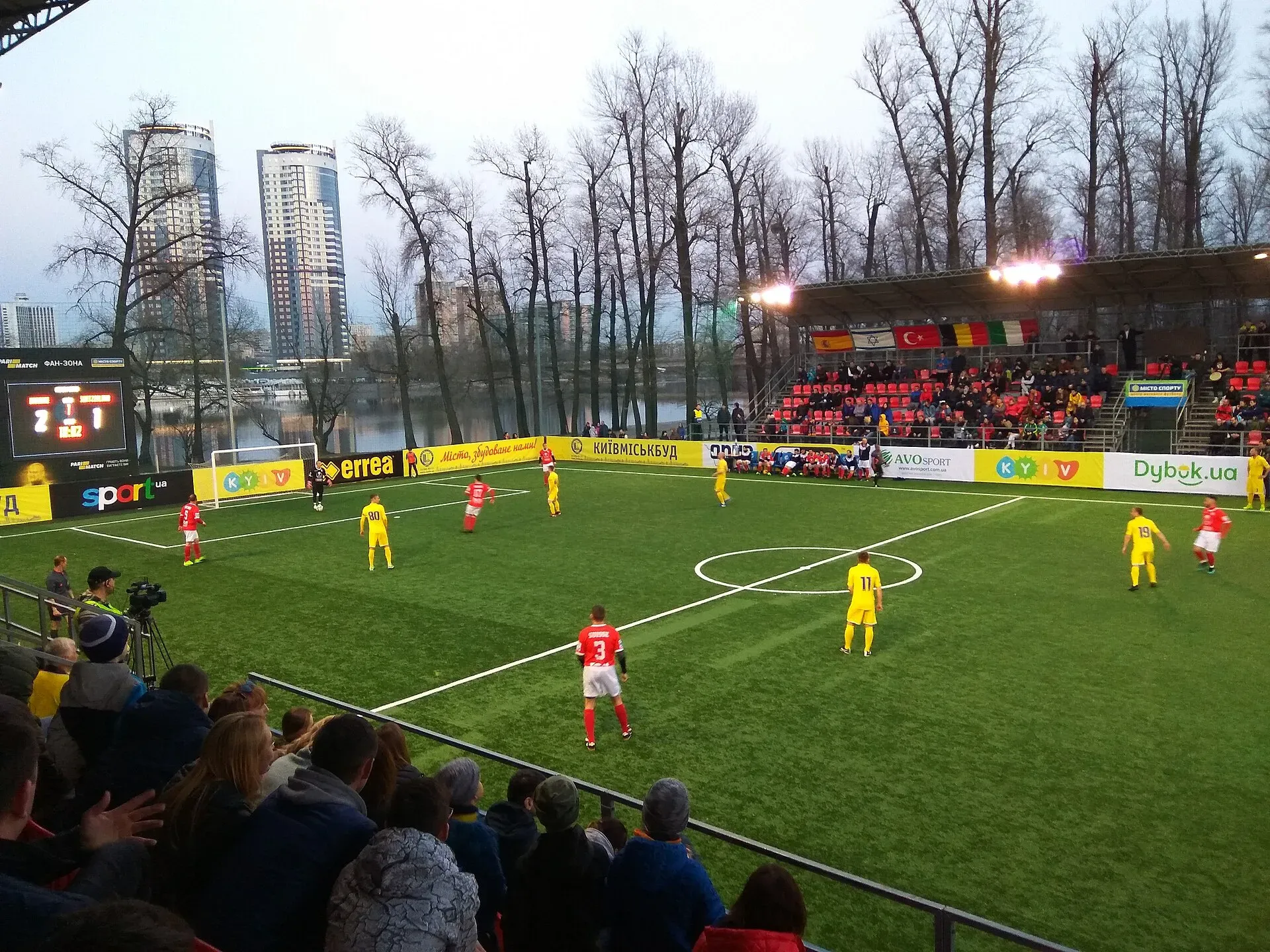 Minifootball league match on a small-sided pitch