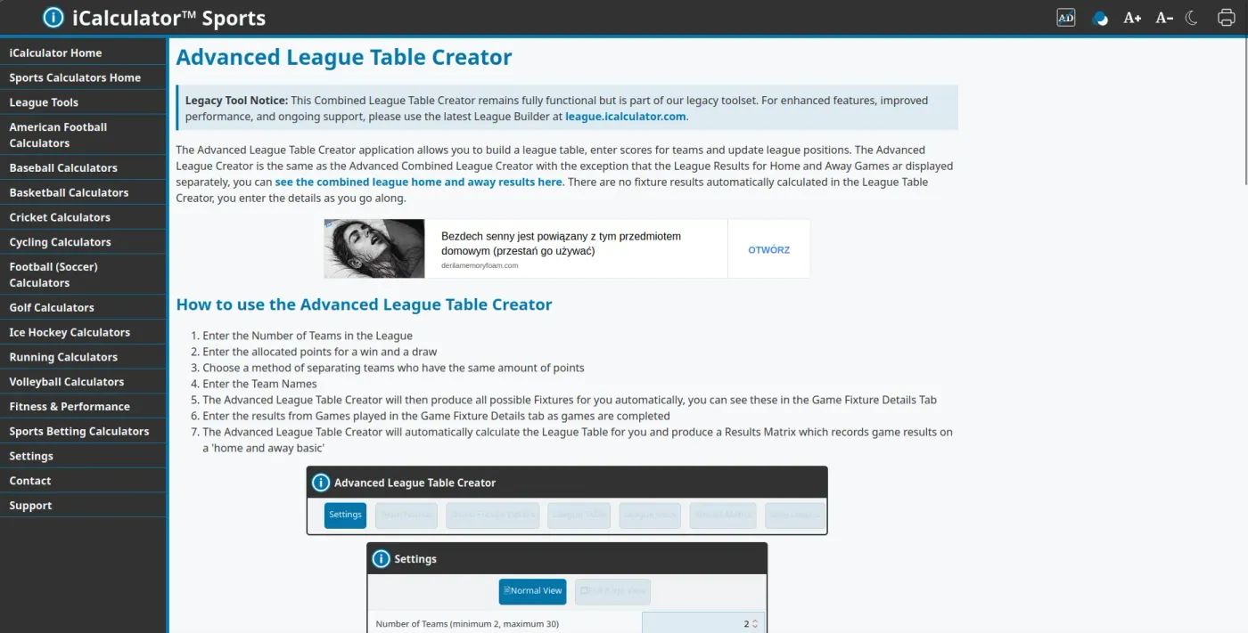 League Table Creator