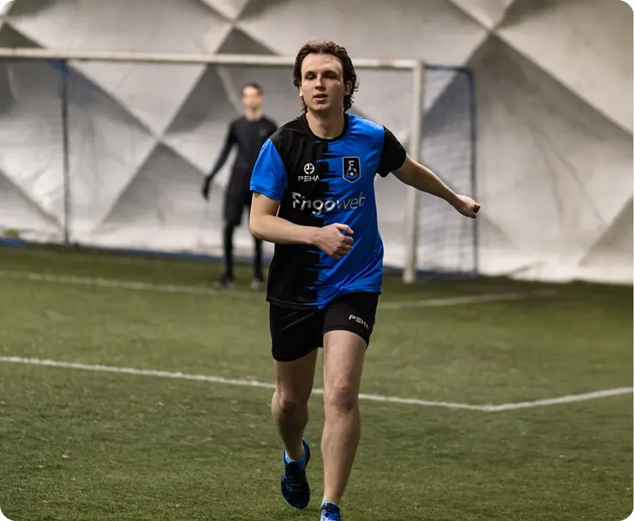 Dawid Pątko, Head of Product at FLM System, playing football