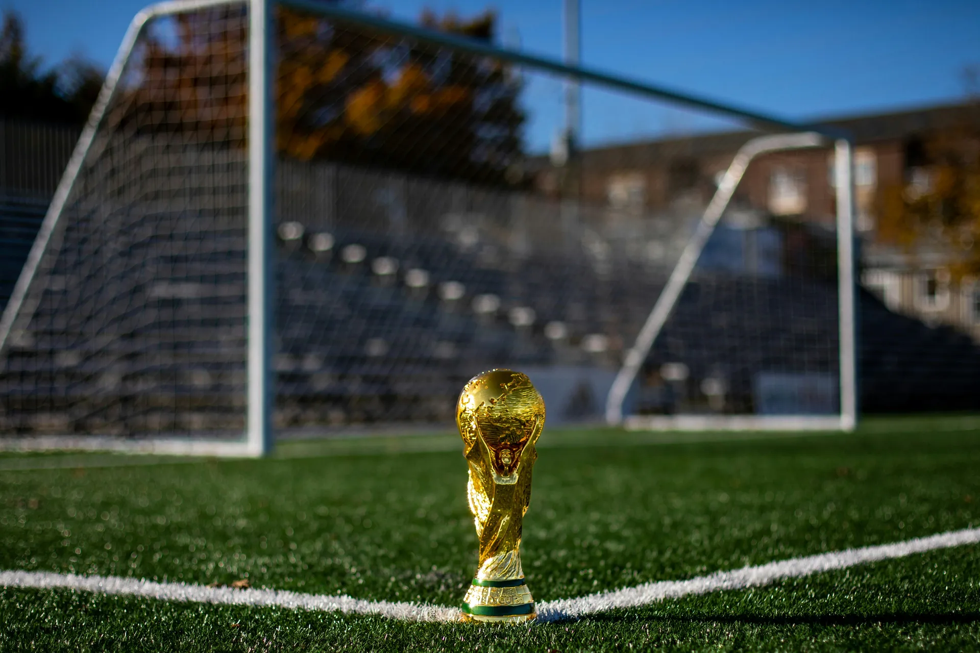 A cup in front of a goal, the prize at the end of a double elimination bracket